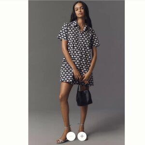 Anthropologie Black and White Mod Floral Pollie Dress